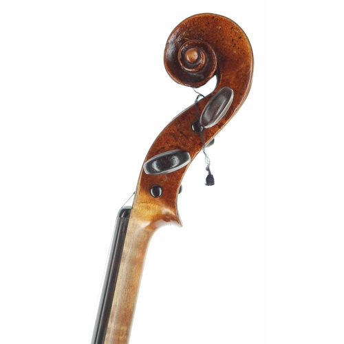 2413 - Interesting early 19th century violin with inked purfling and in need of restoration labelled John B... 