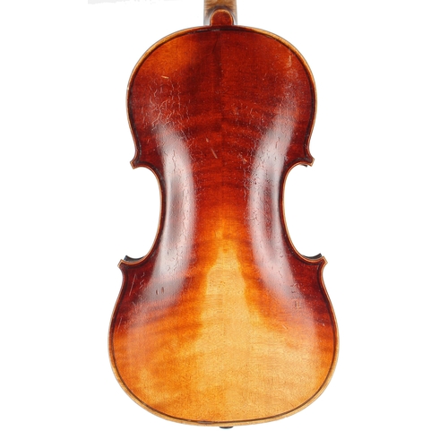 2419 - Violin partially labelled Ragot...Pere & Fils...no. 1946, the two piece back of faint broad curl... 