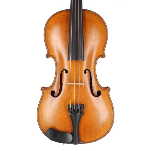 2431 - Irish violin by and stamped Keane, Dublin below the button on the back, the two piece back of medium... 