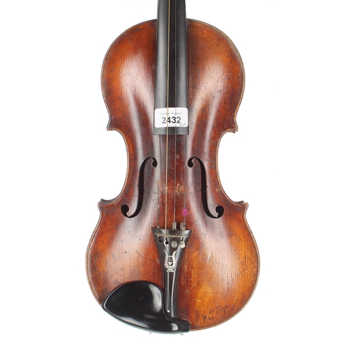 2432 - Interesting 19th century violin labelled B. Ruggerius..., 14 3/16