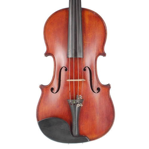 2434 - French violin by and stamped Mauchant, Rouver to the inner back, the one piece back of faint me... 