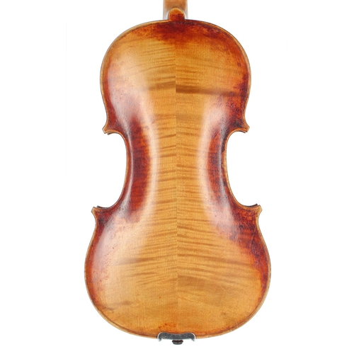 2435 - French violin labelled Fait par l'Atelier de Paul Mangenot, Luthier á Mirecourt (Vosges), the two pi... 