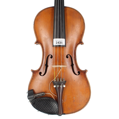 2436 - German violin by and labelled Wolff Bros., Violin Manufacturers, Class One N.3485, 1903, fitted with... 