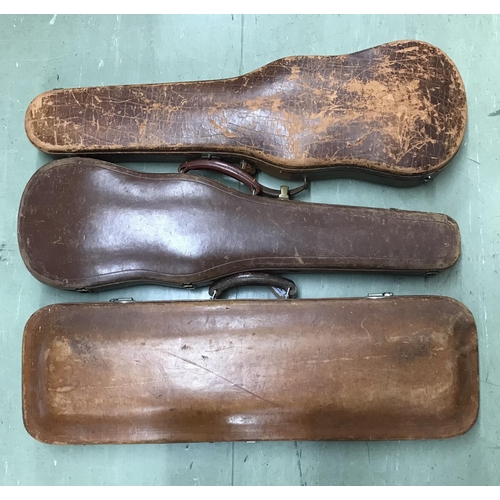 2003 - Oblong leather violin case; also two other leather violin cases (3)