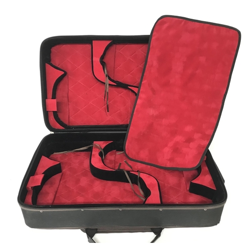 2045 - Quad violin case with red velvet quilted fitted interior