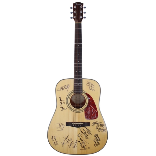 667 - Artists various - autographed Fender DG20S acoustic guitar, ser. no. 00066693, signed by members of ... 