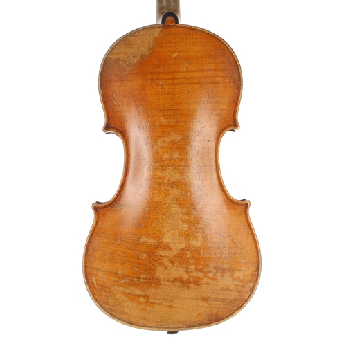 2441 - French violin of the Caussin School circa 1900, the one piece back of very faint medium curl with pl... 