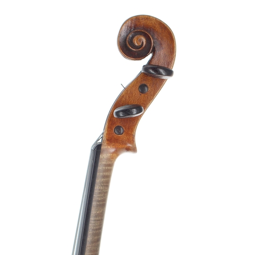 2441 - French violin of the Caussin School circa 1900, the one piece back of very faint medium curl with pl... 