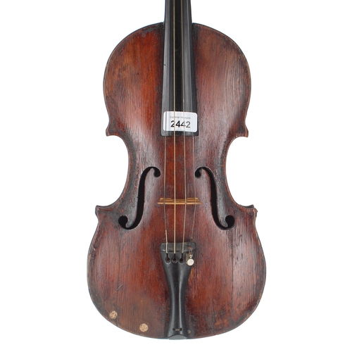 2442 - English violin circa 1800, unlabelled, 14 1/16