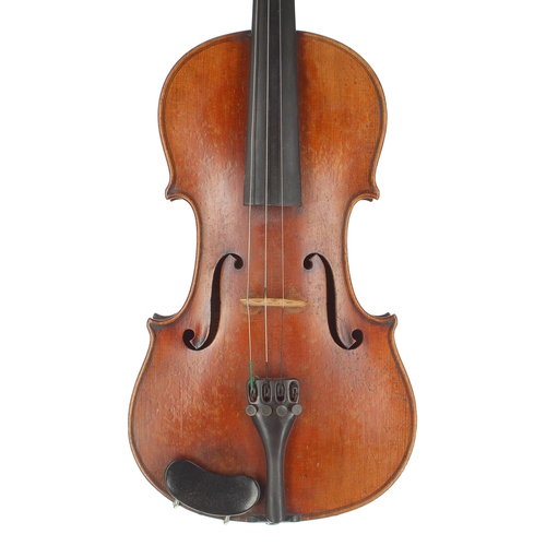 2446 - Late 19th century violin labelled Antonius Stradiuarius..., the two piece back of medium curl with s... 