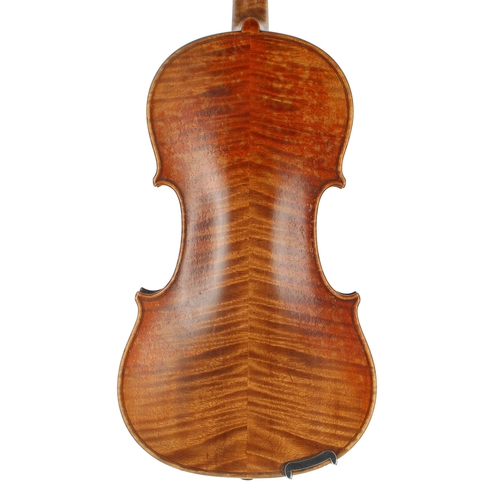 2446 - Late 19th century violin labelled Antonius Stradiuarius..., the two piece back of medium curl with s... 