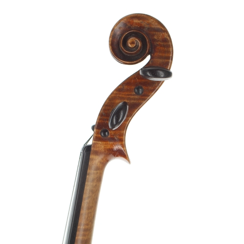 2446 - Late 19th century violin labelled Antonius Stradiuarius..., the two piece back of medium curl with s... 