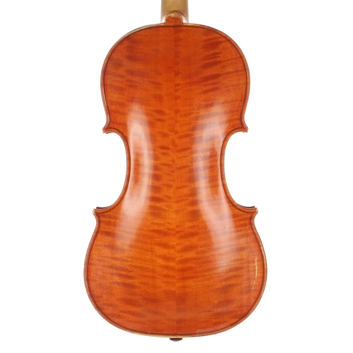 2451 - Violin by and labelled Jan Kudanowski, Fecit Birmingham Anno 1980, no. 89, the two piece back of med... 