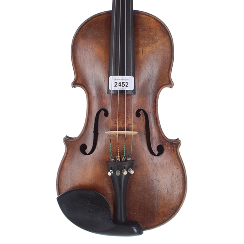 2452 - Late 19th century violin, probably French, 13 7/8