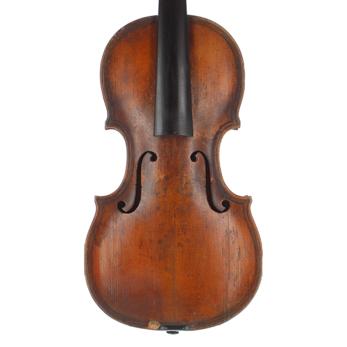 2455 - Interesting early 19th century German violin, double purfled, the one piece back of faint medium cur... 