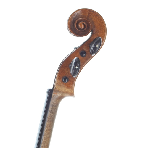 2455 - Interesting early 19th century German violin, double purfled, the one piece back of faint medium cur... 