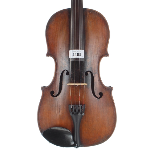 2468 - French 19th century violin of the Caussin School, labelled Antonio Stradivarius..., 14 1/8