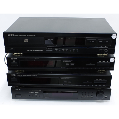 1259 - Four Denon hifi units to include a DCD-660 compact disc player, two TU-260L stereo tuning units and ... 