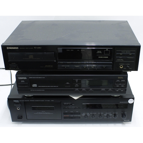 1260 - Three hifi units to include a Yamaha KX-250 stereo cassette deck, a Toshiba XR-9311 compact disc pla... 