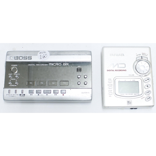 1272 - Boss Micro BR digital recorder, with owners manual; together with an Aiwa mini disc digital recorder... 