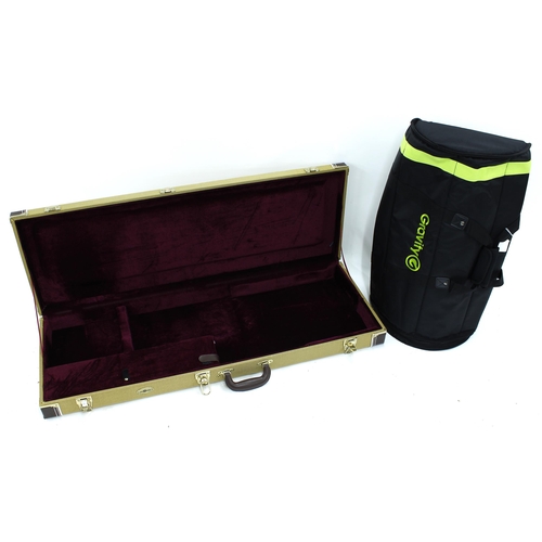 1056 - Gear 4 Music light tweed electric guitar hard case; together with a Gravity microphone stand gig bag... 