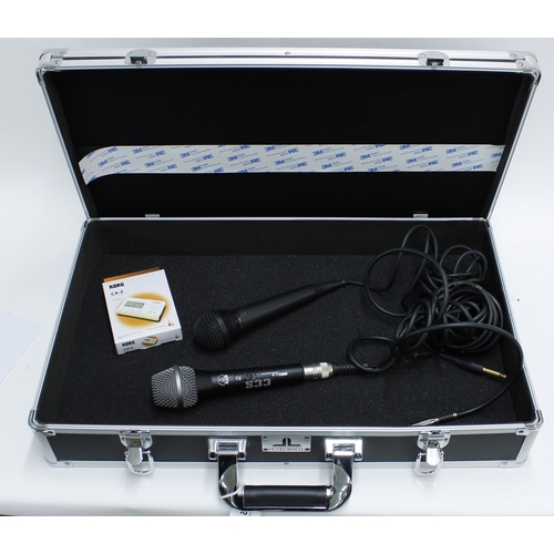 972 - Tourtech guitar pedal board flight case; together with a Korg CA-2 chromatic tuner, an AKG D77S micr... 