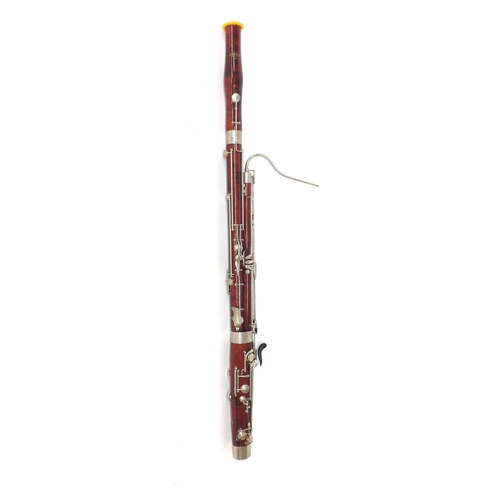 1850 - Corton bassoon with three crooks, fitted case 