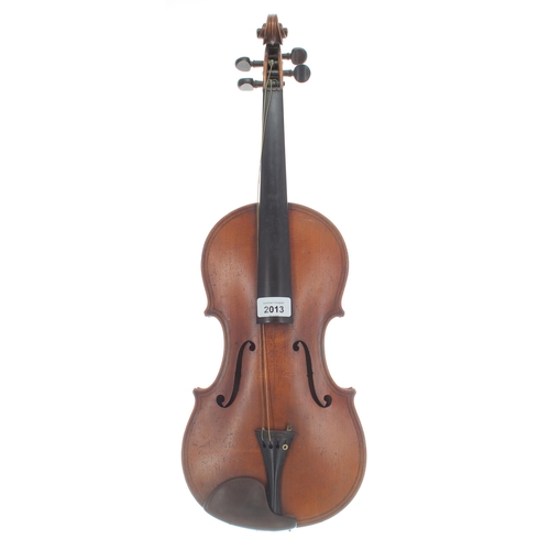 2013 - Early 20th century double purfled violin, 14 7/16