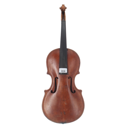 2030 - English violin by and inscribed G. Wheeler, Hants, 1818, 14 3/8