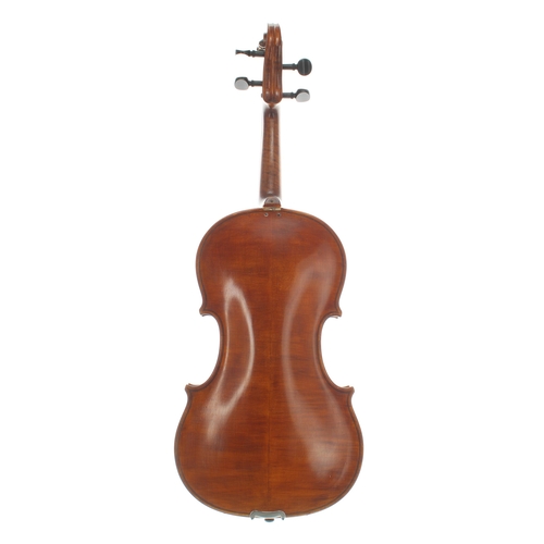 2037 - Early 20th century German viola labelled Boleslaw Wojtudewicz, Wolverhampton, England, the scroll te... 