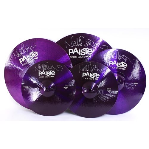 656 - Nick Mason (Pink Floyd) - Autographed set of Paiste Color Sound 900 symbols, to include a 20