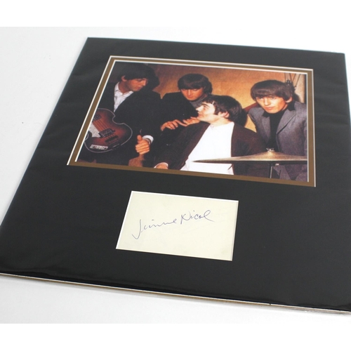 689 - Beatles interest - a Jimmie Nicol autograph, mounted below a picture of the artist with Paul McCartn... 