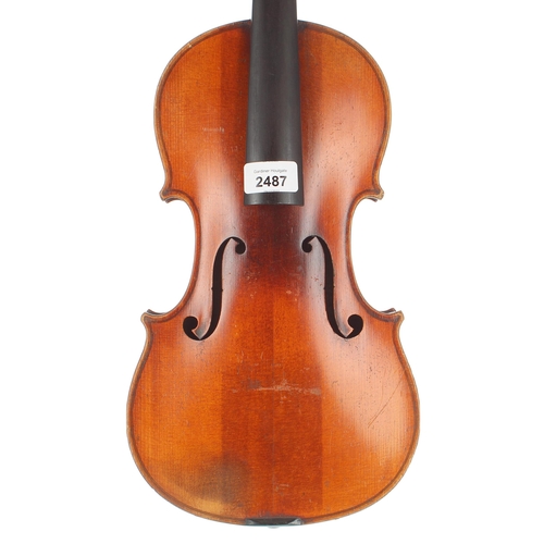 2487 - Good French violin by and labelled Laberte-Humbert, Paris, no. 553 Annee 1882, the two piece ba... 