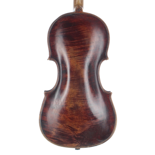 2489 - Mid 19th century German violin, unlabelled, 14