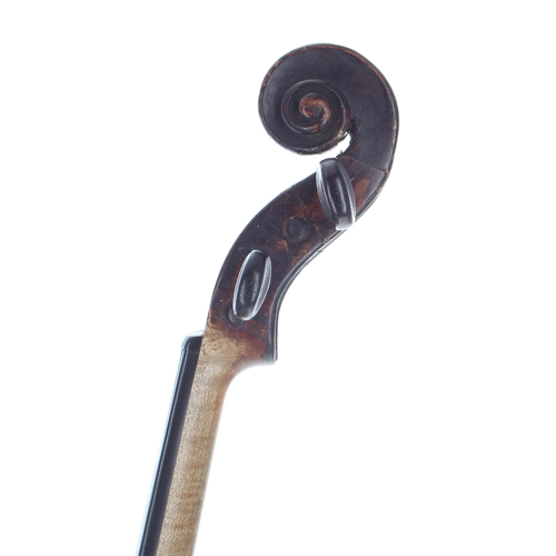 2489 - Mid 19th century German violin, unlabelled, 14