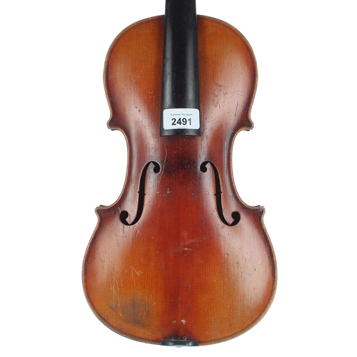 2491 - Lowendall violin circa 1900, stamped Concert Violin behind the peg box, 13 15/16