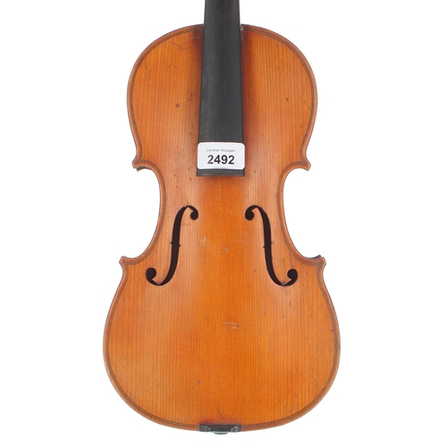 2492 - Good French three-quarter size Compagnon violin circa 1900, 13 3/16