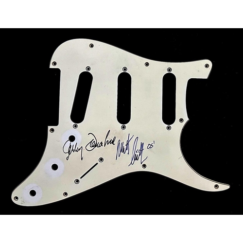 698 - Jerry Donahue - autographed Stratocaster three-ply scratchplate, signed by Jerry Donahue and one oth... 