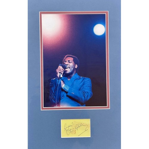 707 - Otis Redding - autographed display signed 'Respect, Otis Redding' in blue pen, mounted beneath a pic... 