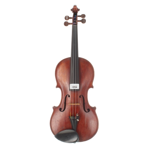 2054 - Early 20th century violin, 14 1/16