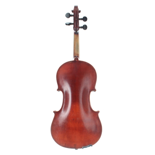 2057 - French violin labelled Medio Fino, 14 1/16