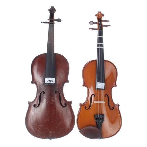 2066 - Maidstone three-quarter size violin circa 1890, 13 1/16