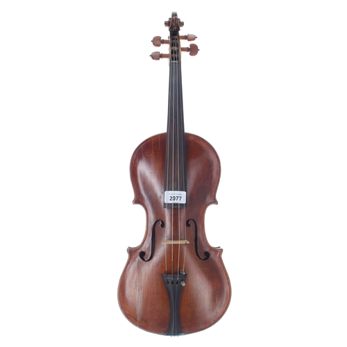 2077 - Late 19th century violin, 14 3/8