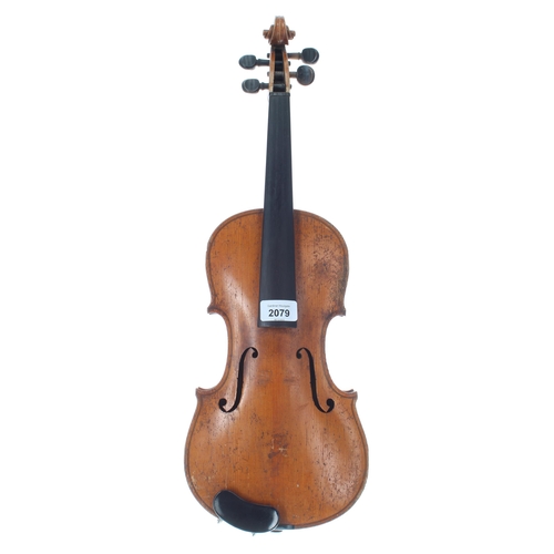 2079 - Early 20th century German three-quarter size violin labelled Atelier fur Kunstlerischen, Geigenbau, ... 