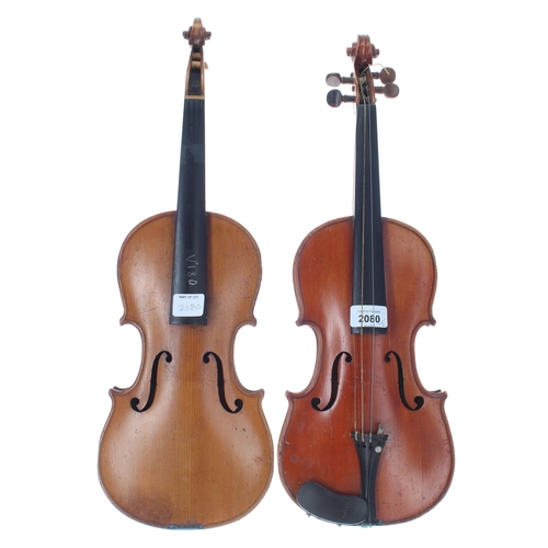 2080 - French half size violin circa 1910, 12 5/16