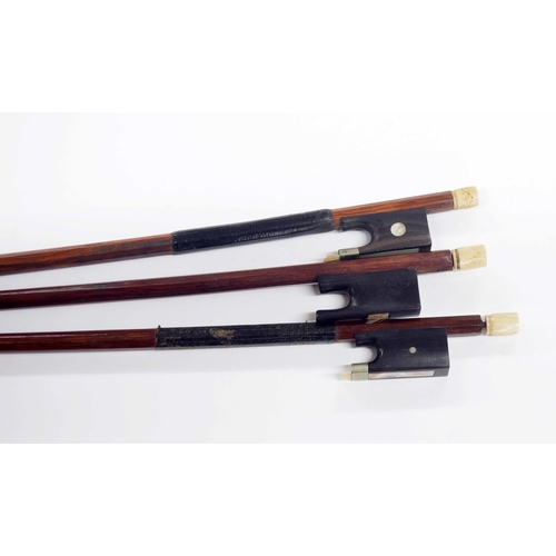 2215 - Three old violin bows with bone adjusters (3)