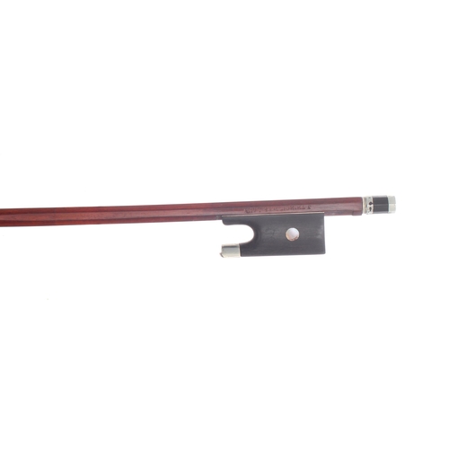 2231 - French nickel mounted violin bow by and stamped J. Thibouville Lamy, 47gm (without hair)... 