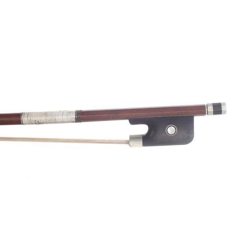 2233 - Nickel mounted violoncello bow, unstamped, 77gm