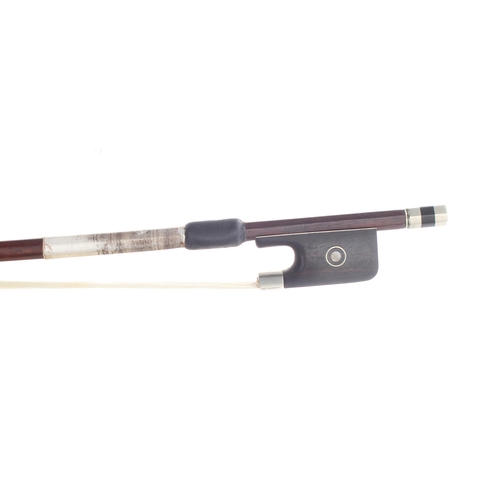 2234 - Fine and interesting French silver mounted violin bow stamped F.N Voirin under the frog, the stick r... 