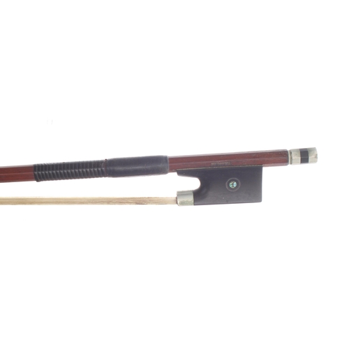 2246 - German nickel mounted violin bow stamped Penzel, 63gm